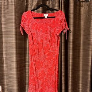 Ann Taylor Loft Red Floral Midi Dress